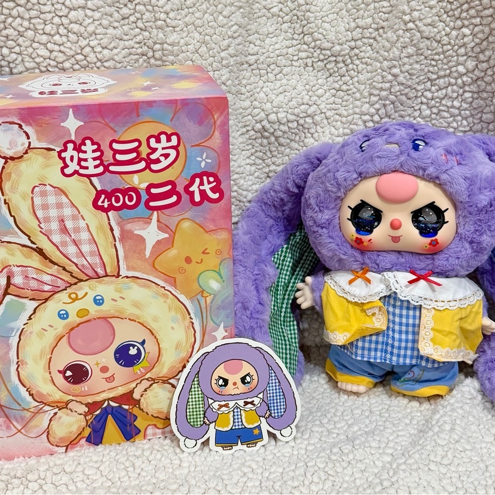 Baby Three 400% V2 SECRET Purple Bunny. Special  Liquid eyes NIB - Picture 2 of 6